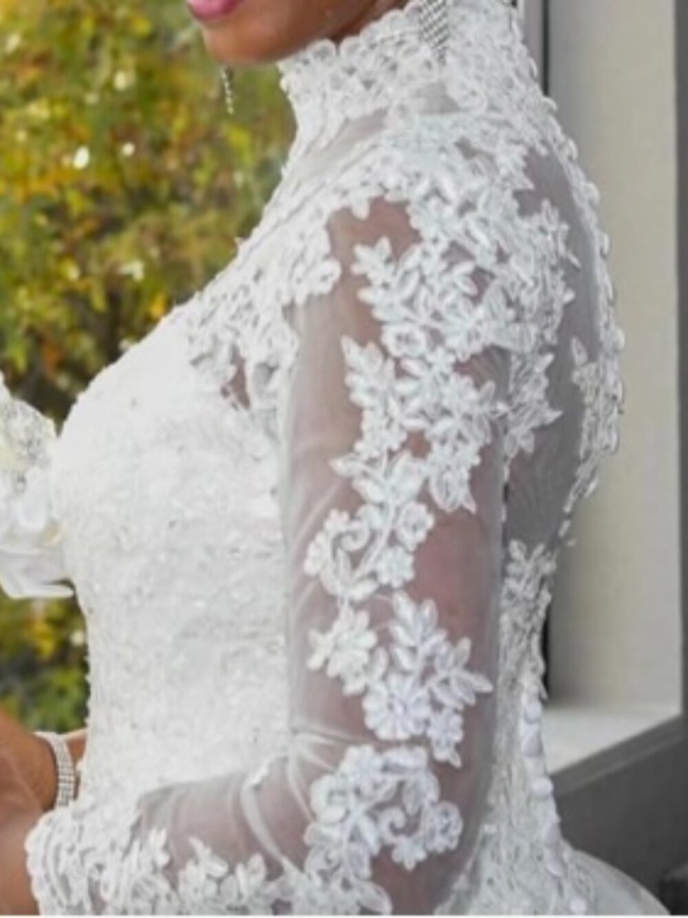 Ivory Lace Sequin Wedding Dress